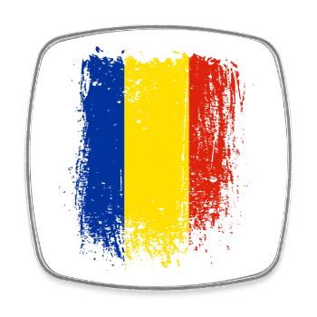 Rumänien Pinselstrich Flagge - Viereckiger Kühlschrankmagnet - Weiß - Vorne