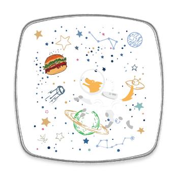 Space Explorer with Astronaut Fox - Square fridge magnet - white - Front