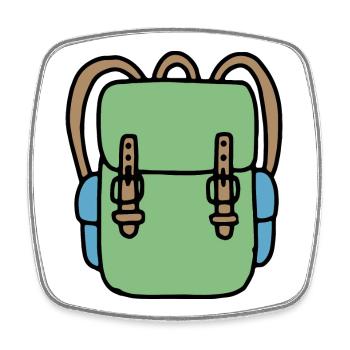 Rucksack in grün - Viereckiger Kühlschrankmagnet - Weiß - Vorne