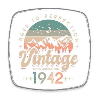 1942 Vintage anniversaire 80 ans - Magnet carré - blanc - Devant
