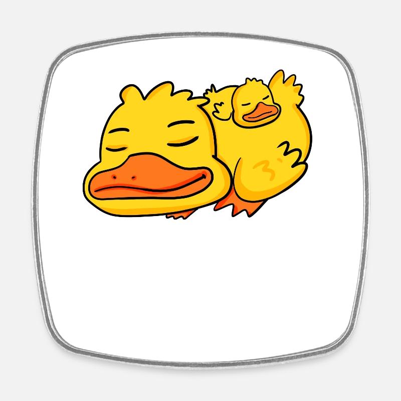 Papa Canard avec Bébé Canard - Magnet carré - blanc