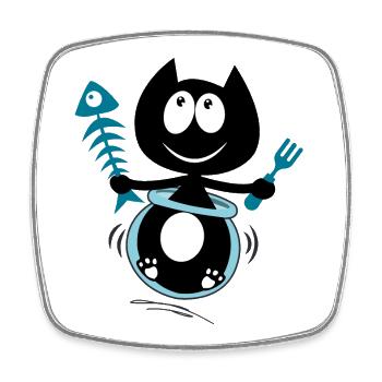 Zut j'ai mangé le poisson ! Humour drôle de chat ! - Magnet carré - blanc - Devant