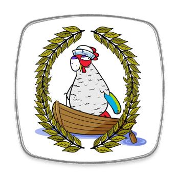 Lorbeerkranz Oma Huhn Moin Seenot Paddelboot Ahoi - Viereckiger Kühlschrankmagnet - Weiß - Vorne