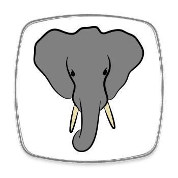Elephant Head Minimalist - Square fridge magnet - white - Front