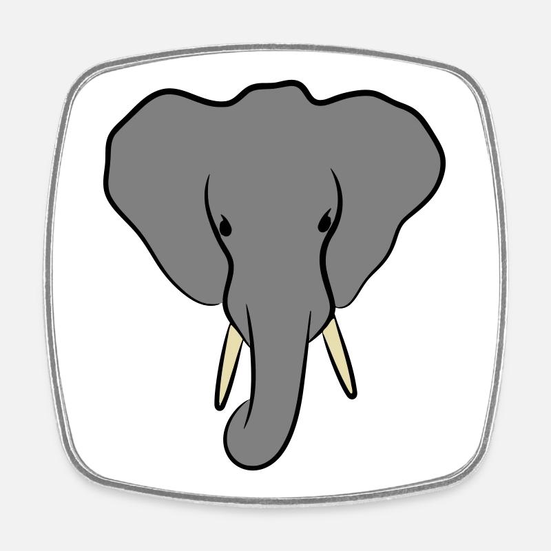 Elephant Head Minimalist - Square fridge magnet - white