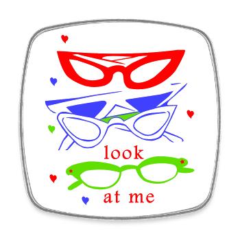 Sunglasses, look at me - Square fridge magnet - white - Front