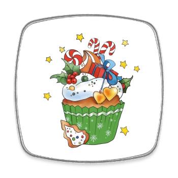 Bunter Weihnachtsmuffin - Viereckiger Kühlschrankmagnet - Weiß - Vorne