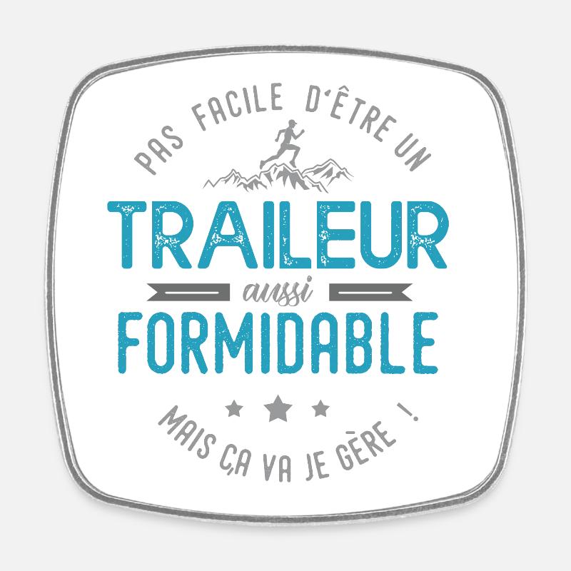 traileur formidable course à pien run running - Magnet carré - blanc