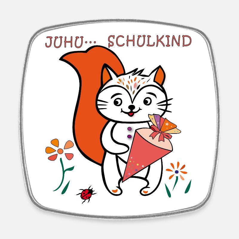 Schulkind, Einschulung, Zuckertüte - Viereckiger Kühlschrankmagnet - Weiß