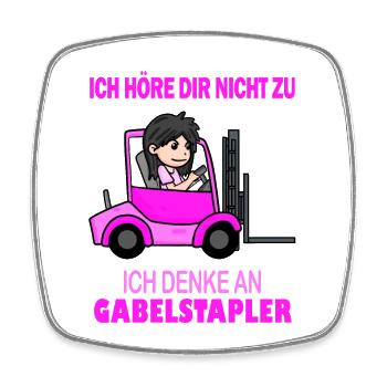 Staplerfahrerin Damen Gabelstapler Stapler - Viereckiger Kühlschrankmagnet - Weiß - Vorne