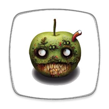 Zombie Apple Fallen Fruit - Square fridge magnet - white - Front