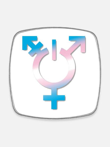transgender flagge trans LBGTQ queer ON coming out - Square fridge magnet - white