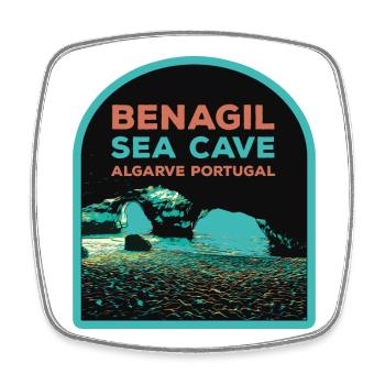 Célèbre Grotte Marine de Benagil, Algarve Portugal - Magnet carré - blanc - Devant
