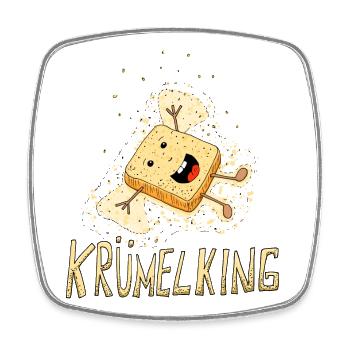 "Krümelking" lustiger Spruch mit Toast - Viereckiger Kühlschrankmagnet - Weiß - Vorne