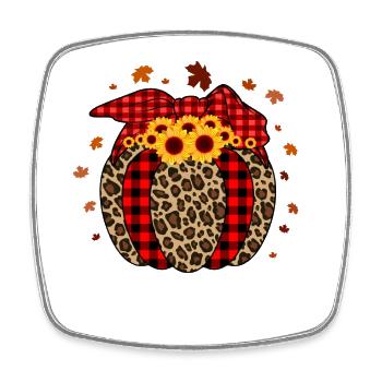 Pumpkin Pumpkin Lantern Leopard Checkered Halloween - Square fridge magnet - white - Front