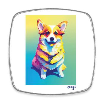 Corgi Sweet Design #2 - corgilove - Square fridge magnet - white - Front