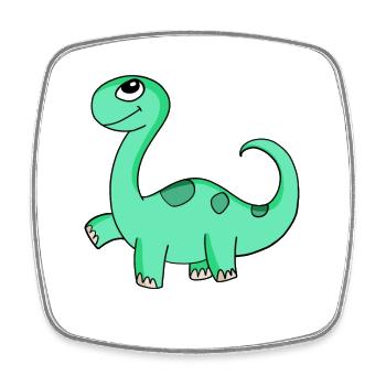Dinosaur Motif - Square fridge magnet - white - Front