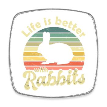 Rabbit Rabbit - Square fridge magnet - white - Front