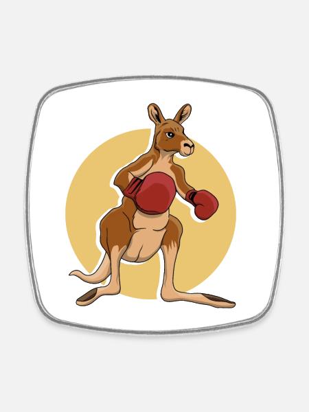 Kangaroo boxer - Square fridge magnet - white