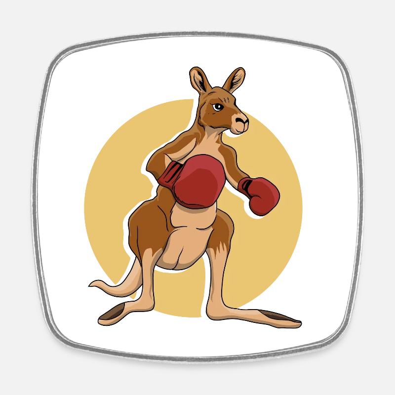 Kangaroo boxer - Square fridge magnet - white