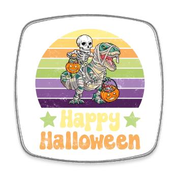 Squelette d’Halloween sur Dinosaur T-Rex - Magnet carré - blanc - Devant