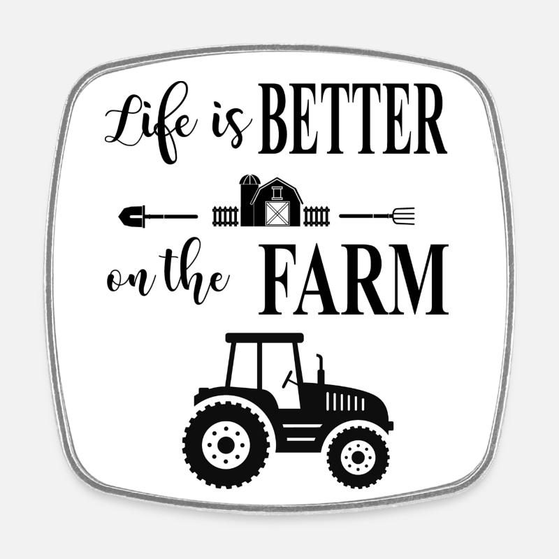 Life is better on the farm - Square fridge magnet - white