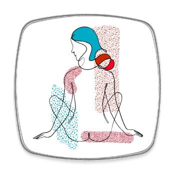One Line Art Femme Frau Mädchen Fille - Magnet carré - blanc - Devant