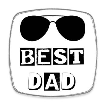 Typographie best DAD lunette - Magnet carré - blanc - Devant