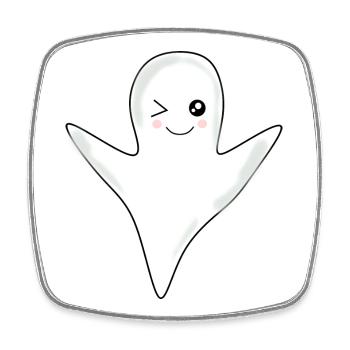 Kawaii Gespenst Geister Halloween Halloweenkostüm - Viereckiger Kühlschrankmagnet - Weiß - Vorne