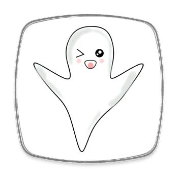Kawaii Gespenst Geister Halloween Halloweenkostüm - Viereckiger Kühlschrankmagnet - Weiß - Vorne