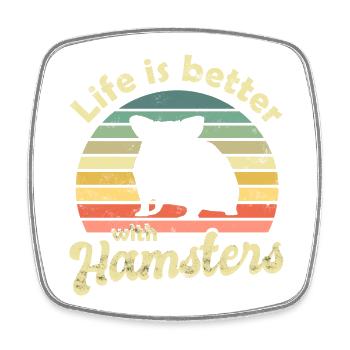 Hamster - Viereckiger Kühlschrankmagnet - Weiß - Vorne