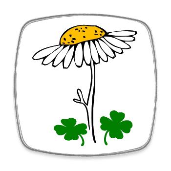 Lucky clover, chamomile blossom - Square fridge magnet - white - Front