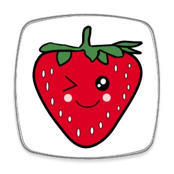 lustige Erdbeere Food Design Kawaii Geschenk - Viereckiger Kühlschrankmagnet - Weiß - Vorne