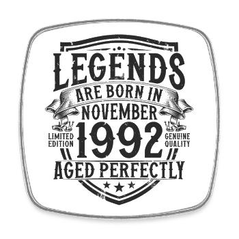 Novembre 1992 Vintage Vintage Retro Anniversaire - Magnet carré - blanc - Devant