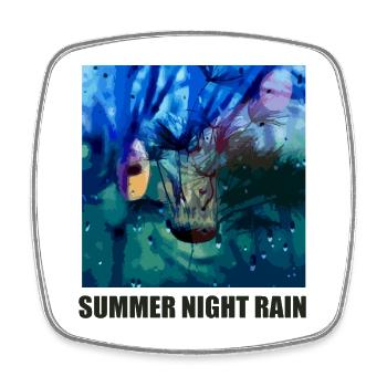 Summer Night Rain Wings Drops - Square fridge magnet - white - Front