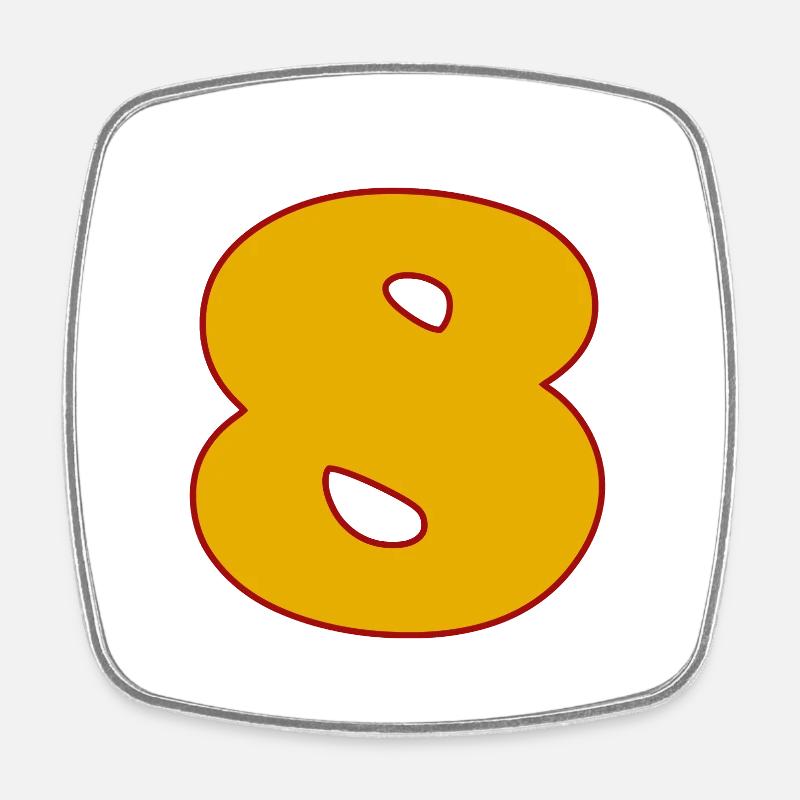 8 - Square fridge magnet - white