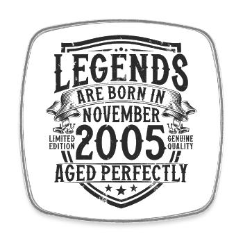 November 2005 vintage vintage retro birthday - Square fridge magnet - white - Front