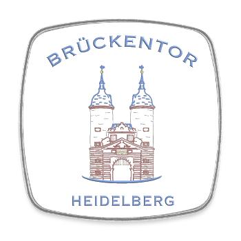 Heidelberg, Wahrzeichen Brückenturm 2 - Viereckiger Kühlschrankmagnet - Weiß - Vorne