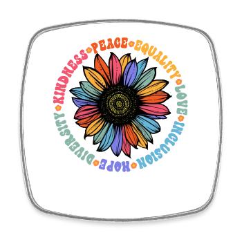Kindness Peace Equality Love Hope - Square fridge magnet - white - Front