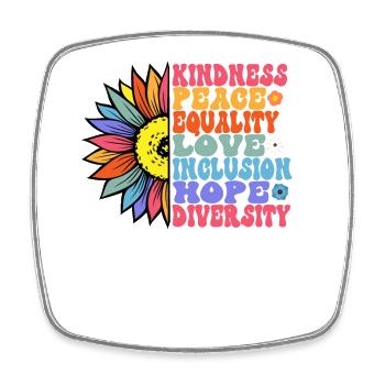 Kindness Peace Equality Love Hope - Square fridge magnet - white - Front