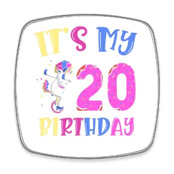 C’est mon 20e anniversaire Dabbing Unicorn Pony - Magnet carré - blanc - Devant