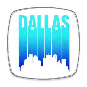 Dallas Skyline Gradient Typografie - Viereckiger Kühlschrankmagnet - Weiß - Vorne