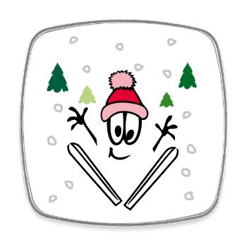 Winter sports, comic - Square fridge magnet - white - Front