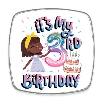 Es Ist Mein 3. Geburtstag Melanin Kid Juneteenth - Viereckiger Kühlschrankmagnet - Weiß - Vorne