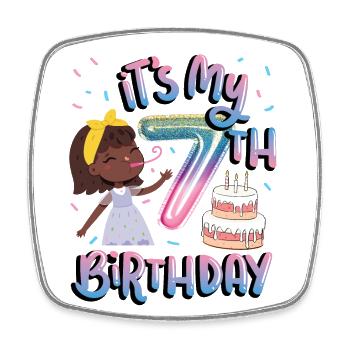 Es Ist Mein 7. Geburtstag Melanin Kid Juneteenth - Viereckiger Kühlschrankmagnet - Weiß - Vorne