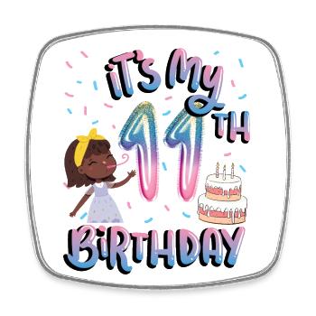 Es Ist Mein 11. Geburtstag Melanin Kid Juneteenth - Viereckiger Kühlschrankmagnet - Weiß - Vorne