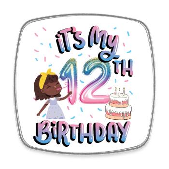 Es Ist Mein 12. Geburtstag Melanin Kid Juneteenth - Viereckiger Kühlschrankmagnet - Weiß - Vorne