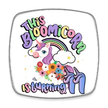 Bloomicorn Is Turning 11 Einhorn 11. Geburtstag - Viereckiger Kühlschrankmagnet - Weiß - Vorne