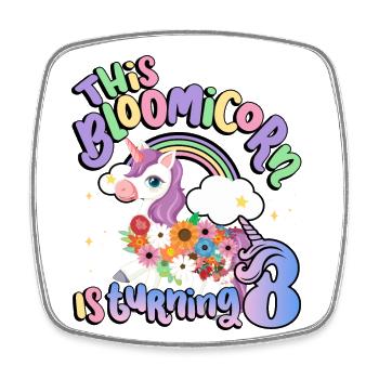 Bloomicorn Is Turning 8 Einhorn 8. Geburtstag - Viereckiger Kühlschrankmagnet - Weiß - Vorne