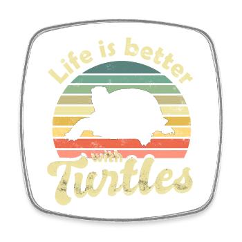 Turtle Turtles - Square fridge magnet - white - Front